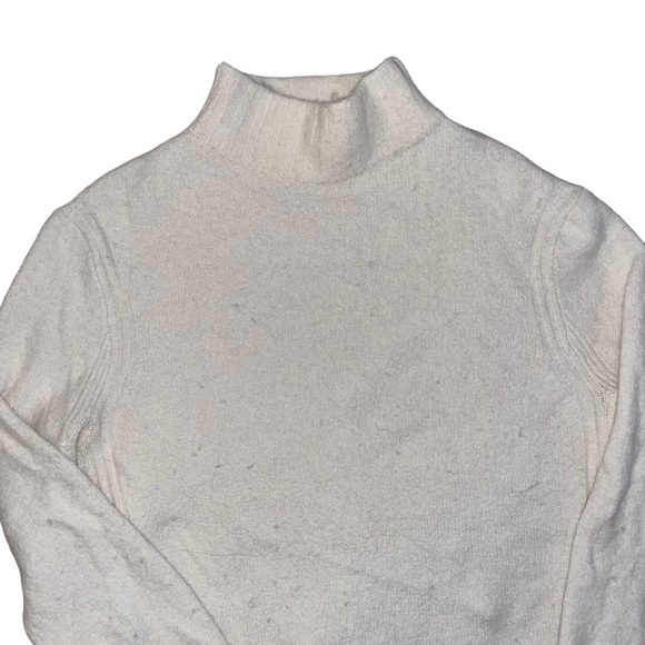 J. Crew Point Sur Supersoft Yarn Mock Neck Knit Sweater Neutral Cream - Picture 3 of 7